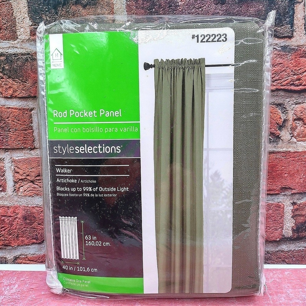A Pair of Blackout Curtain Panels‎ - Artichoke Green - Blocks 99% Light (40x63) - Picture 2 of 6